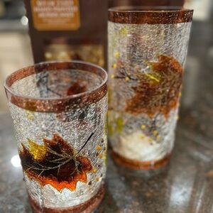 Autumn LED Leaf Glass Hurricanes